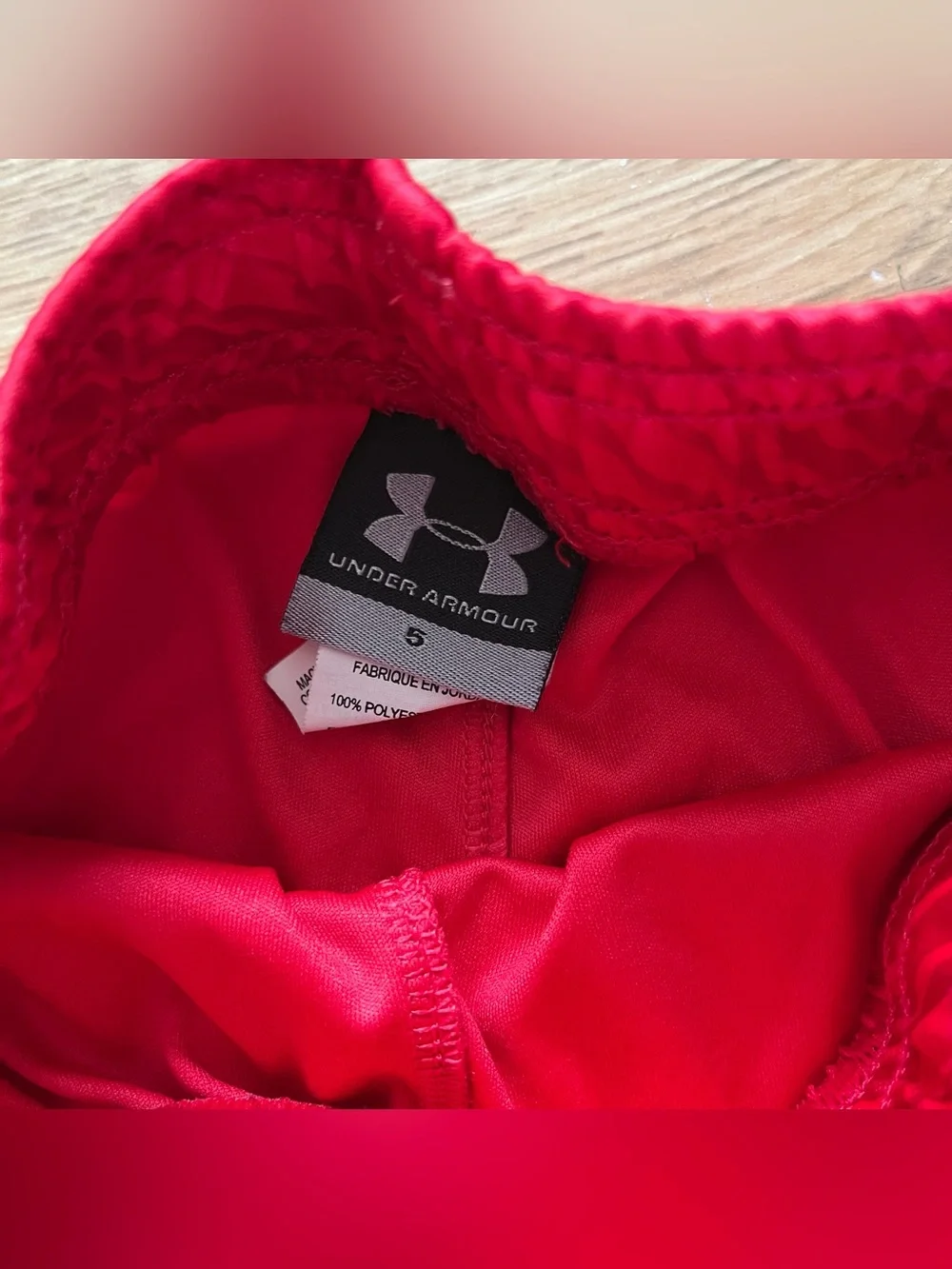 Under Armour Red Boys' Athletic Shorts with Blue Logo 5